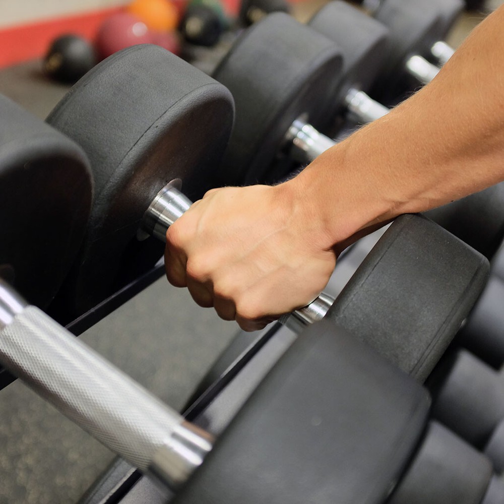 Body-Solid 5-40 lb. Round Rubber Dumbbell Package with Rack