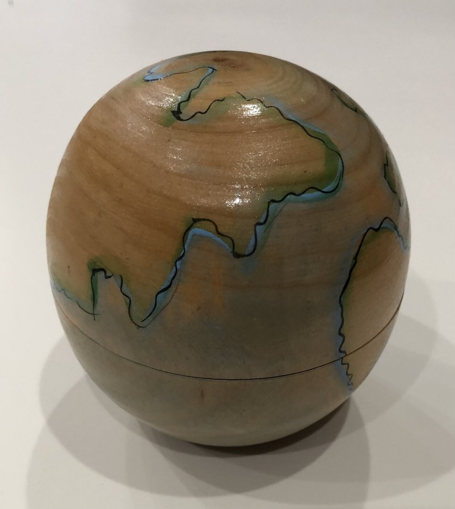Wooden World Globe With 8 Multicultural Figurines Handpainted