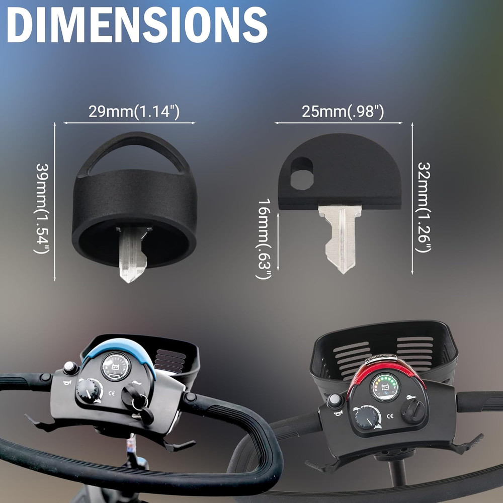 Pride Mobility Scooter Replacement Key Set Compatible with Go-Go 1 Set Black