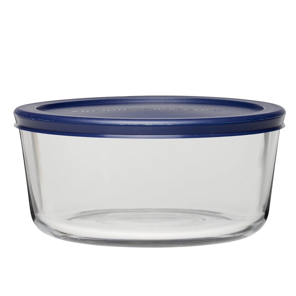 Large 7 Cup Round Glass Food Storage Container with Locking Lid (2-Pack)