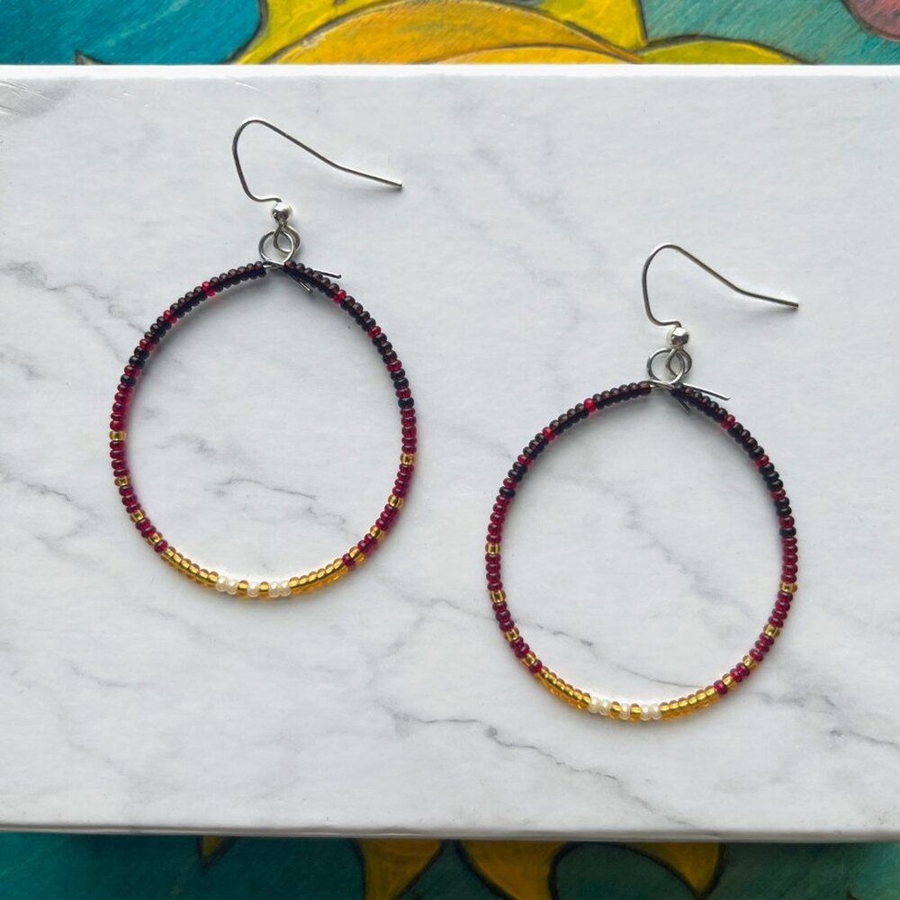 Autumn Gradient Bold Hand Beaded Tear Drop Earrings