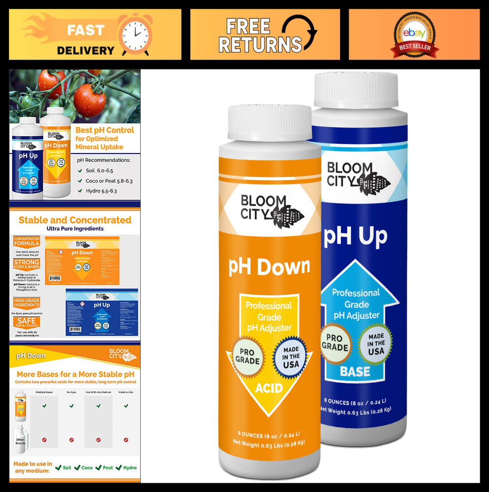 pH Control Kit for Optimal Nutrient Uptake - 2 Bottles (16 oz) - Hydroponics & S