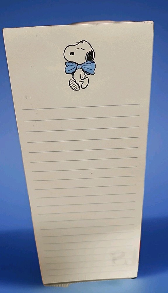 Snoopy Blue Bow  4 x 9 Lined  Notepad 100 Sheets Graphique W/Free Pen