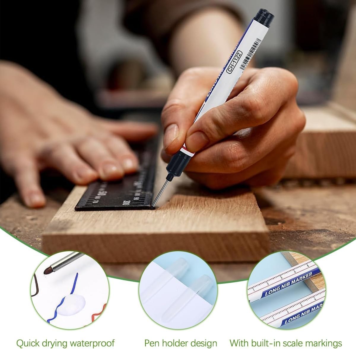 Long Head Deep Hole Marker Pens, 15PCS Long Nib Marker 20mm Quick Dry Waterproof