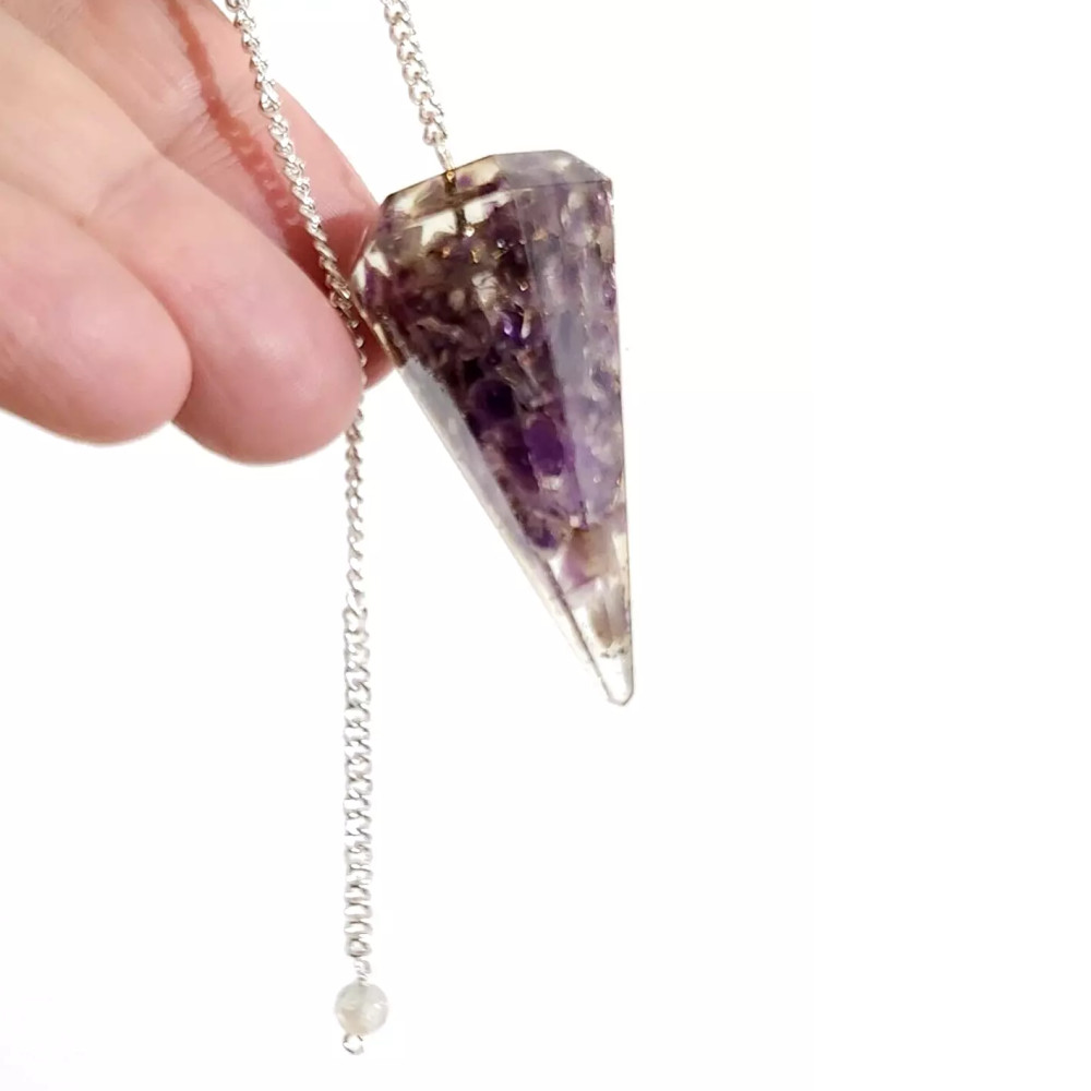 Amethyst Pendulum Dowser Orgone Gemstone Crystal EMF Protection Dowsing Point