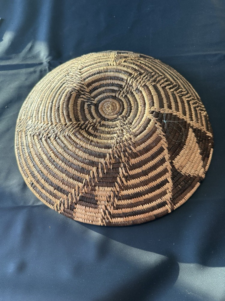 Handmade Botswana Woven Basket Platter Geometric Pattern 15”