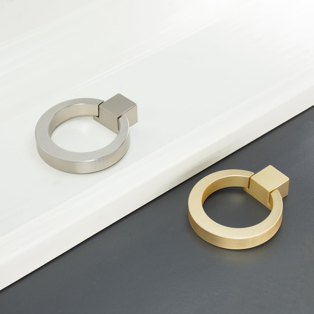 4 Pack Cabinet Knobs Zinc Alloy Drawer Pull Brushed Nickel Round Cabinet Kitc...