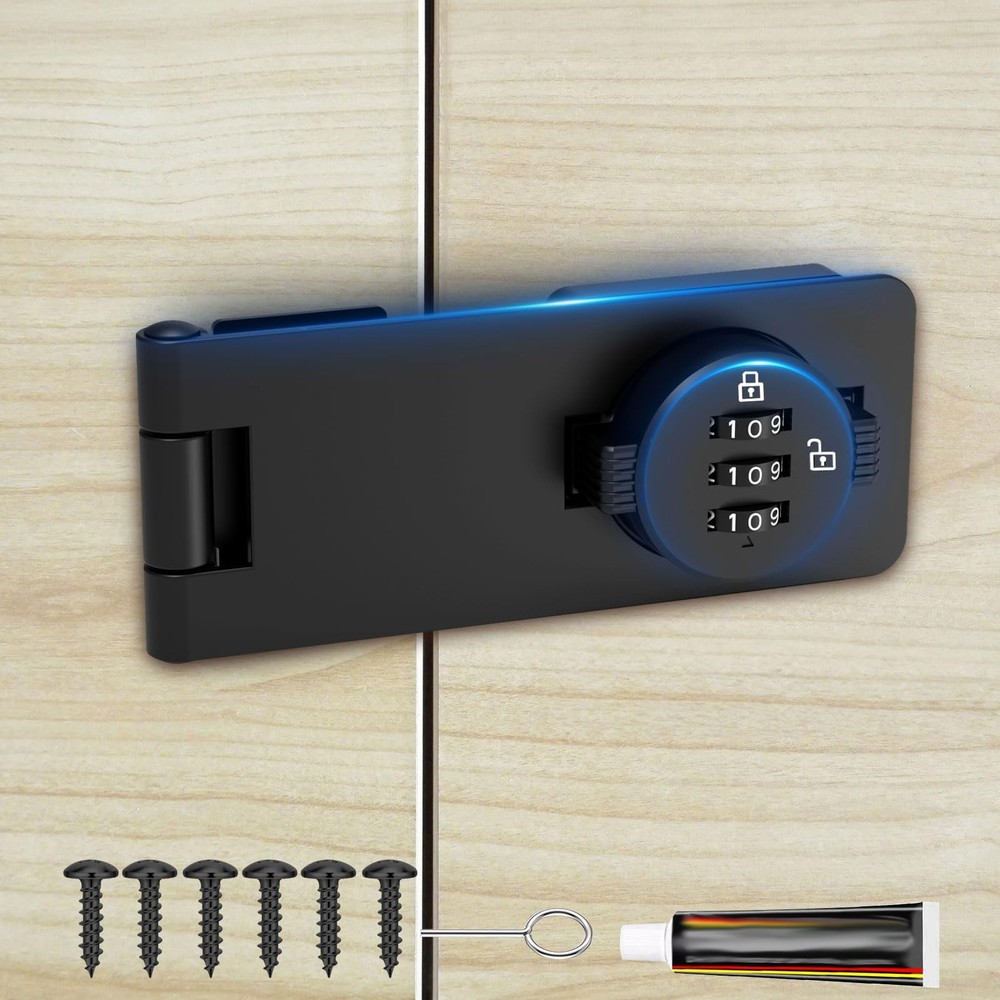 Keyless Cabinet Combination Lock, 3-Digit Password Twist Knob Hasp Latch for ...