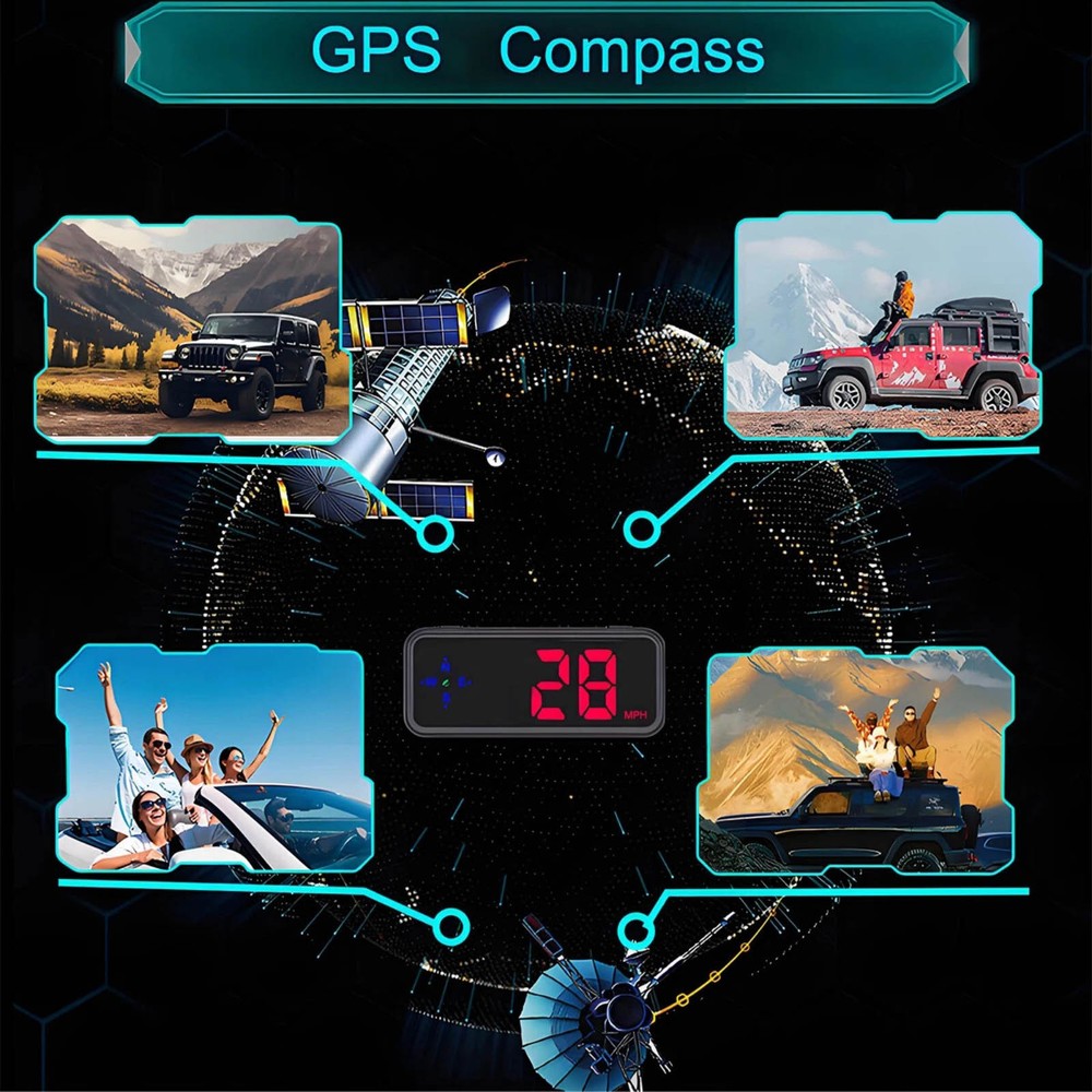 Mini LED Digital Speedometer for GPS Head Up Display With Suction Cup Mount