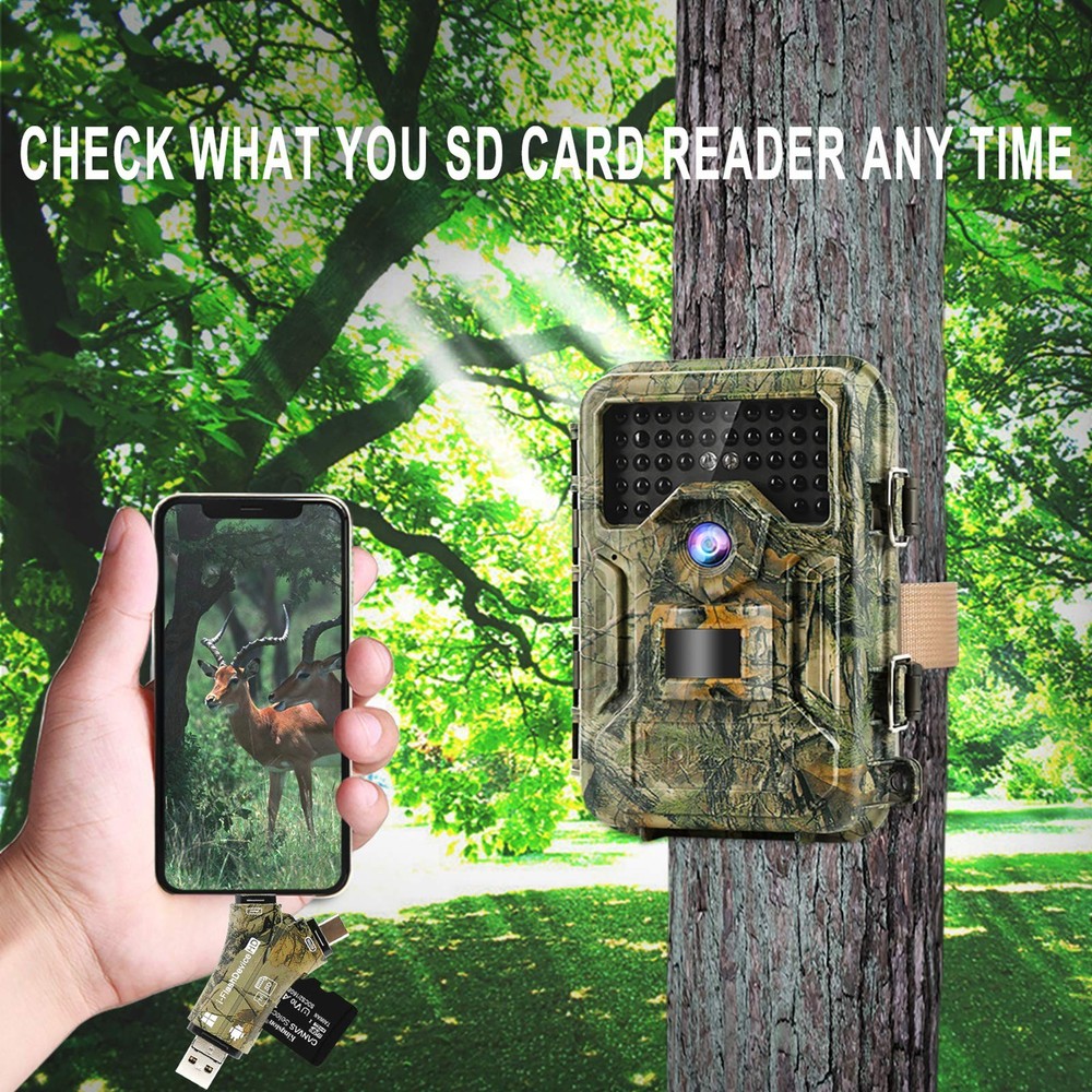Liplasting Trail Camera Viewer SD Card Reader for iPhone iPad Mac & Black