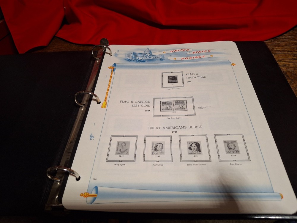 US Stamp Padded 3 Ring Binder & Pages for Singles & Coils 1987-91