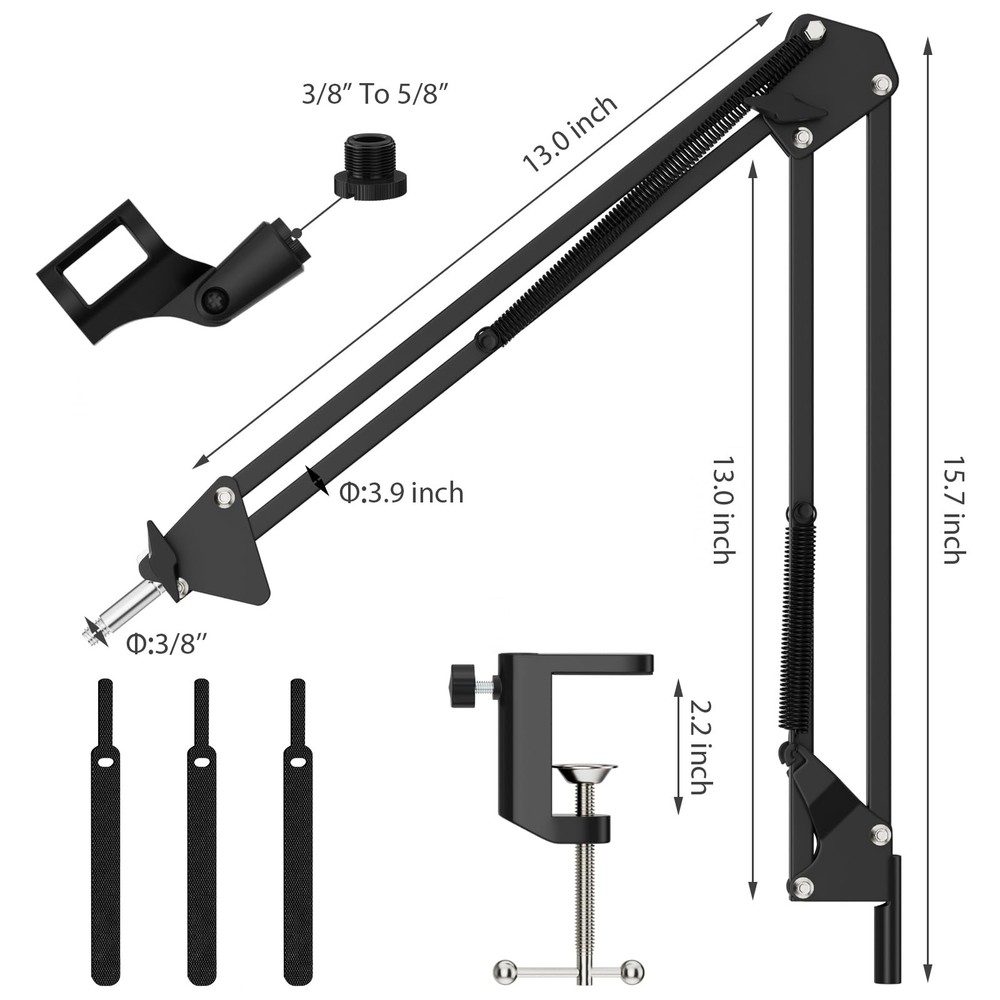 Microphone Stand, Adjustable Microphone Desk Stand for HyperX Mic Boom Arm St...