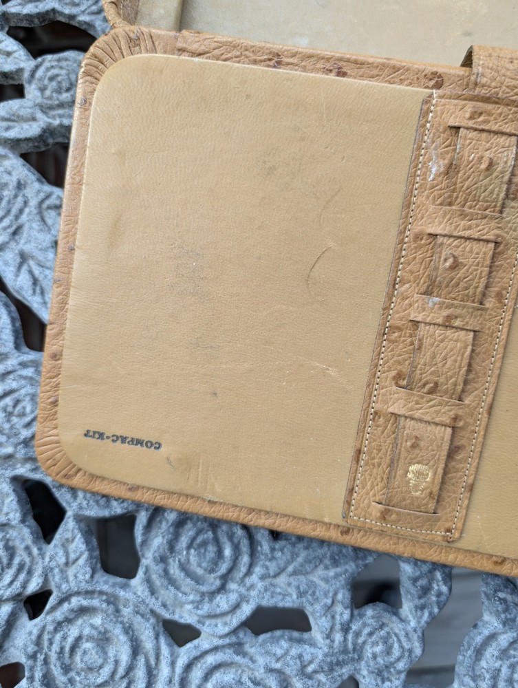 Vintage Compac-Kit Monogram Ostrich Leather Buckled Case