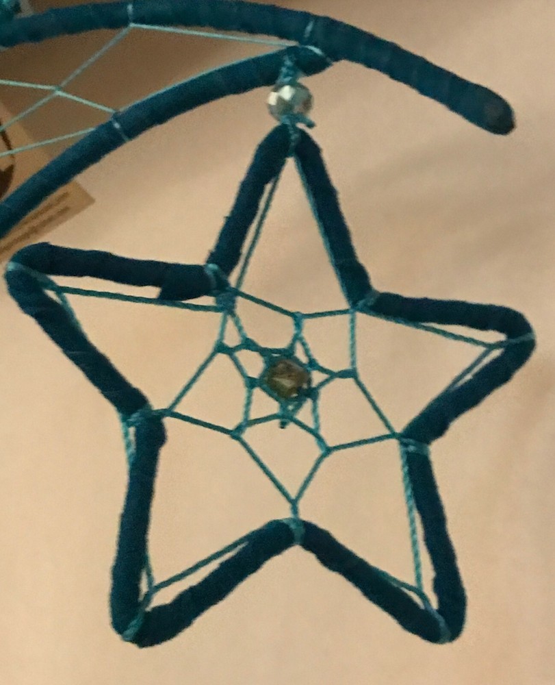 Dream Catcher Half Moon with Star Turquoise 12" diameter NEW