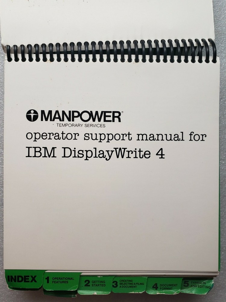 IBM DisplayWrite 4 Operator Support Manual by Manpower Temporary Services