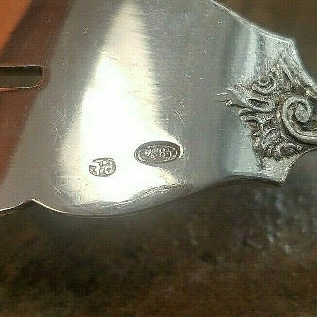 Russian 84 Silver Fish Fork with Fancy Design #7018