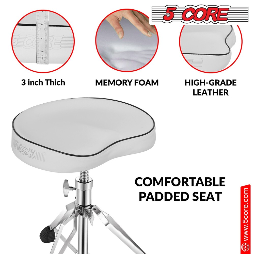 5Core Drum Throne Saddle Height Adjustable Thick Padded Seat Drum Stool Chair