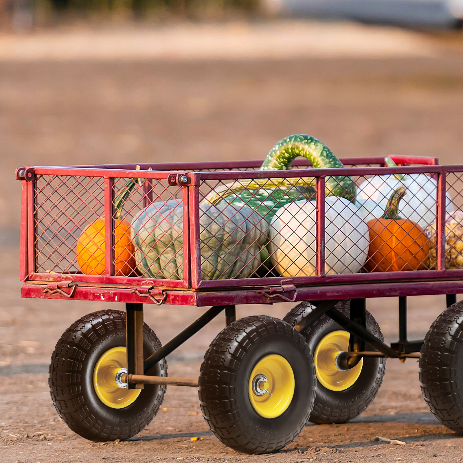 VEVOR Solid PU Run-Flat Tire Wheel Flat Free Tubeless Tire 10" 2-Pack 400 lbs