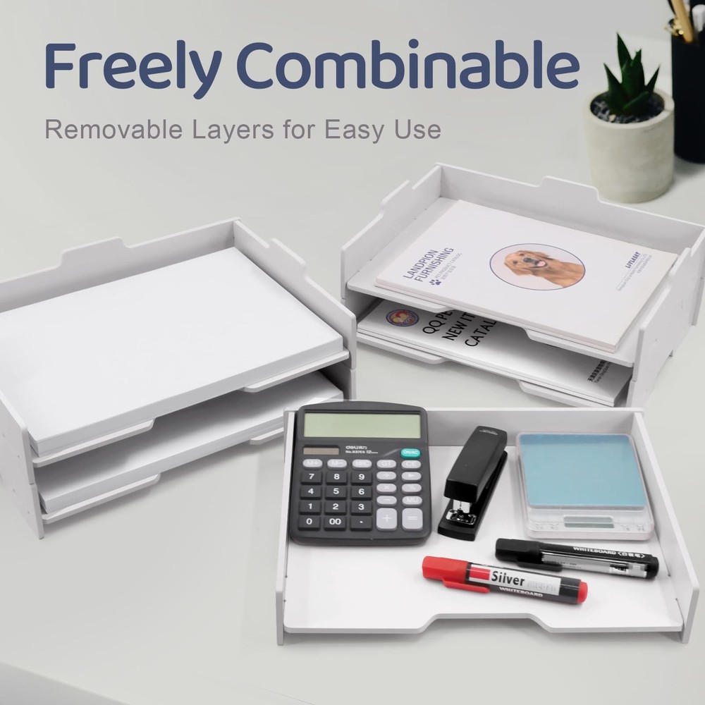 5-Tier Stackable Paper Tray - File Organizer for Desk, Paper Sorter, Desktop ...
