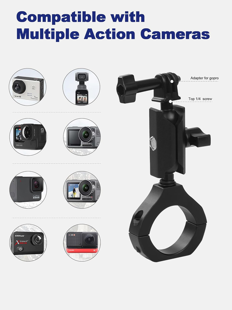 UTV Camera Mount for 1.75"-2" Roll Bars - Compatible with Gopro, Mevo Start & Mo
