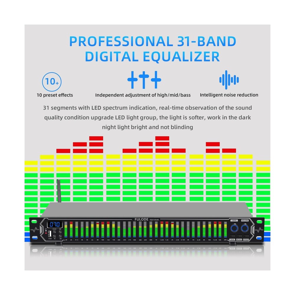 Home Audio Equalizer, Professional 31-Band Digital Eoualizer,Noise Reduction ...