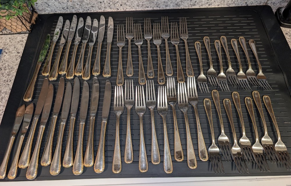 102 Piece Gorham Stainless Steel Silverware And Serving Set.