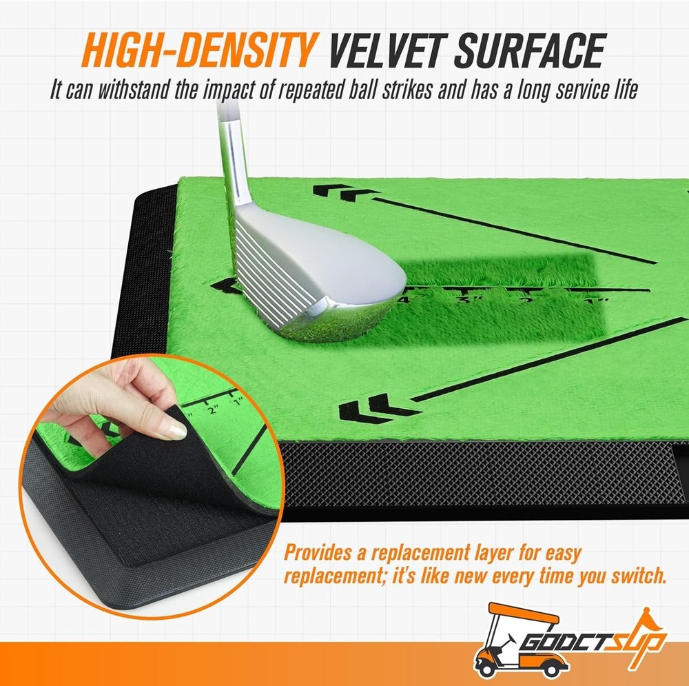 Golf Hitting Mat with Instant Swing Path Feedback, Extra Replaceable Golf Pra...