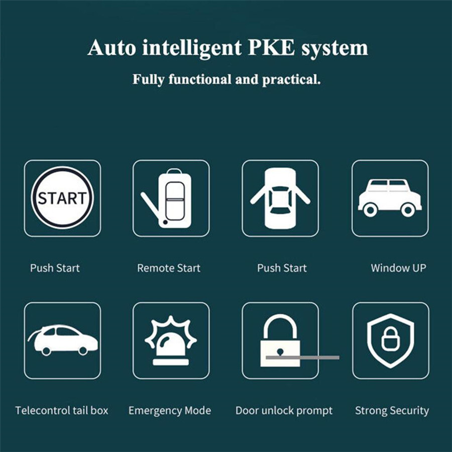 Car Keyless Entry Engine Start Security Alarm System Push Button Remote Control