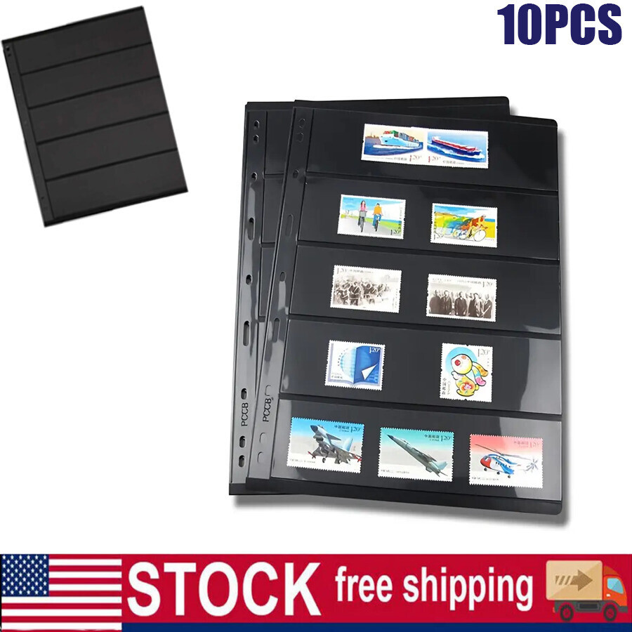 10 Sheet, 5 Rows Pages for Stamp Collectors, Stamp Pages for Stamp Album Binder