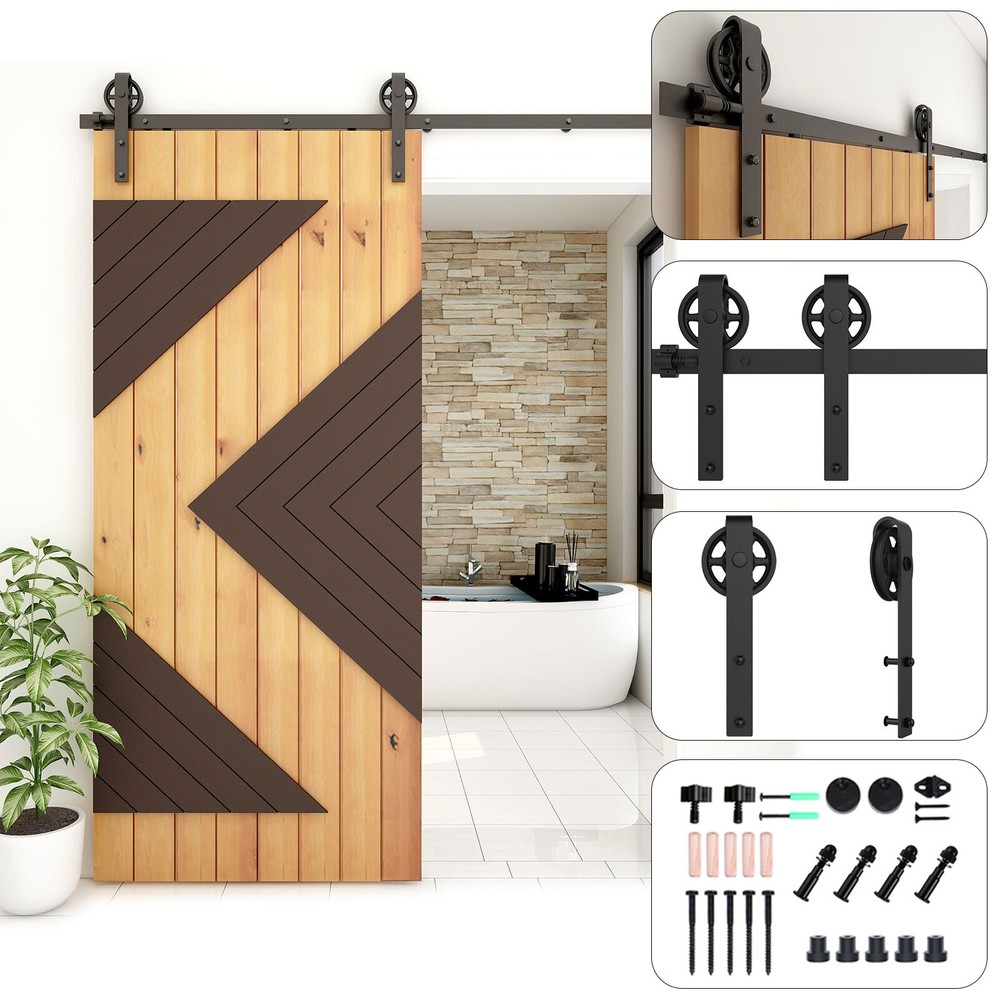 CCJH 4-20FT Sliding Barn Door Hardware Kit Single Double Door MediumWheel Roller