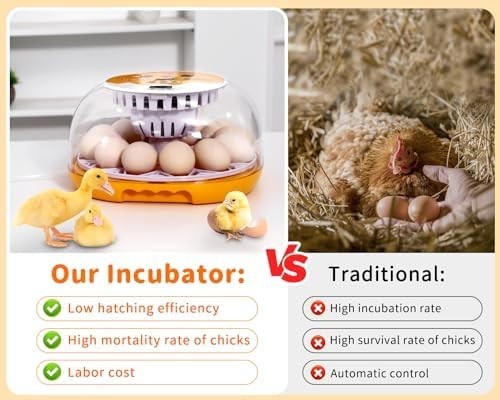 Incubators for Hatching Eggs, Egg Incubator with Automatic Egg Turning and Humid