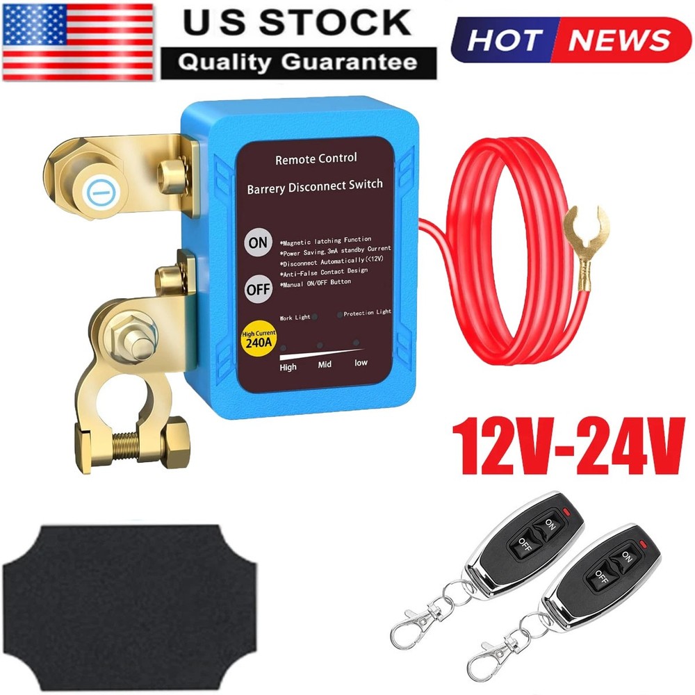 Remote Battery Disconnect Switch 12V/24V 240A Upgrade Smart Voltage Kill Switch