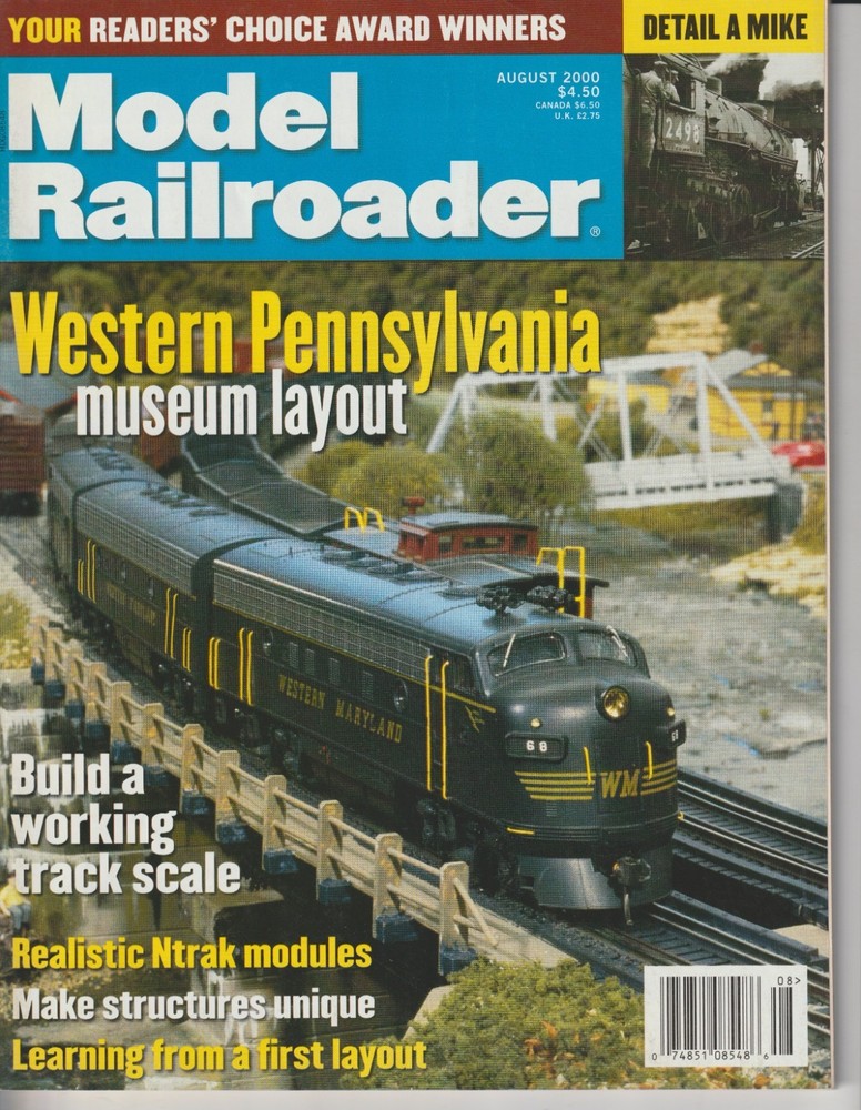MODEL RAILROADER  AUGUST 2000 Magazine - BACK ISSUE