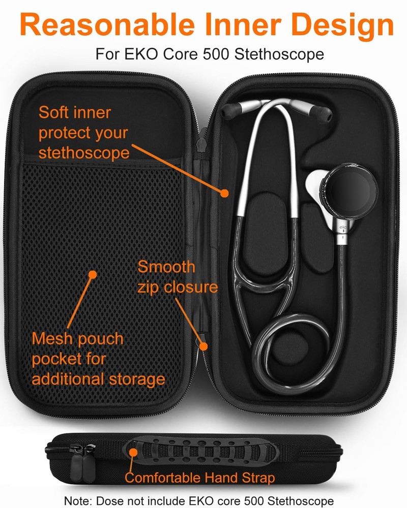 Hard Stethoscope Case for EKO CORE 500 Digital Stethoscope, Compact & Portabl...
