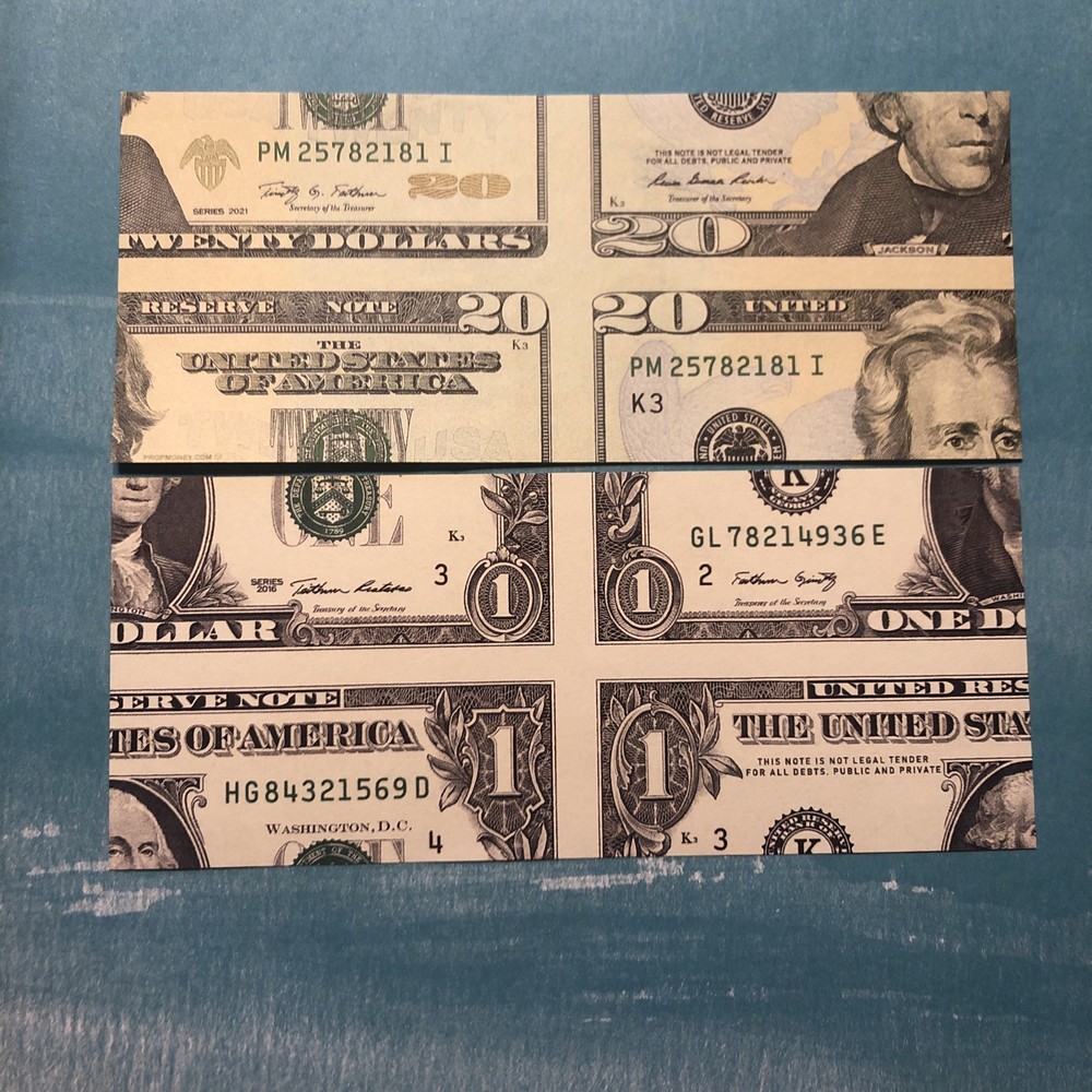 MIS-MADE $20 & $1 BILL MAGIC TRICK  - New - 2 Bills