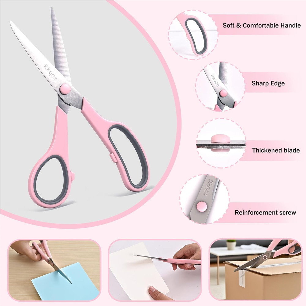 Scissors Set of 6-Pack, 8" All Purpose Scissors Bulk - Thick Sharp Shears for O