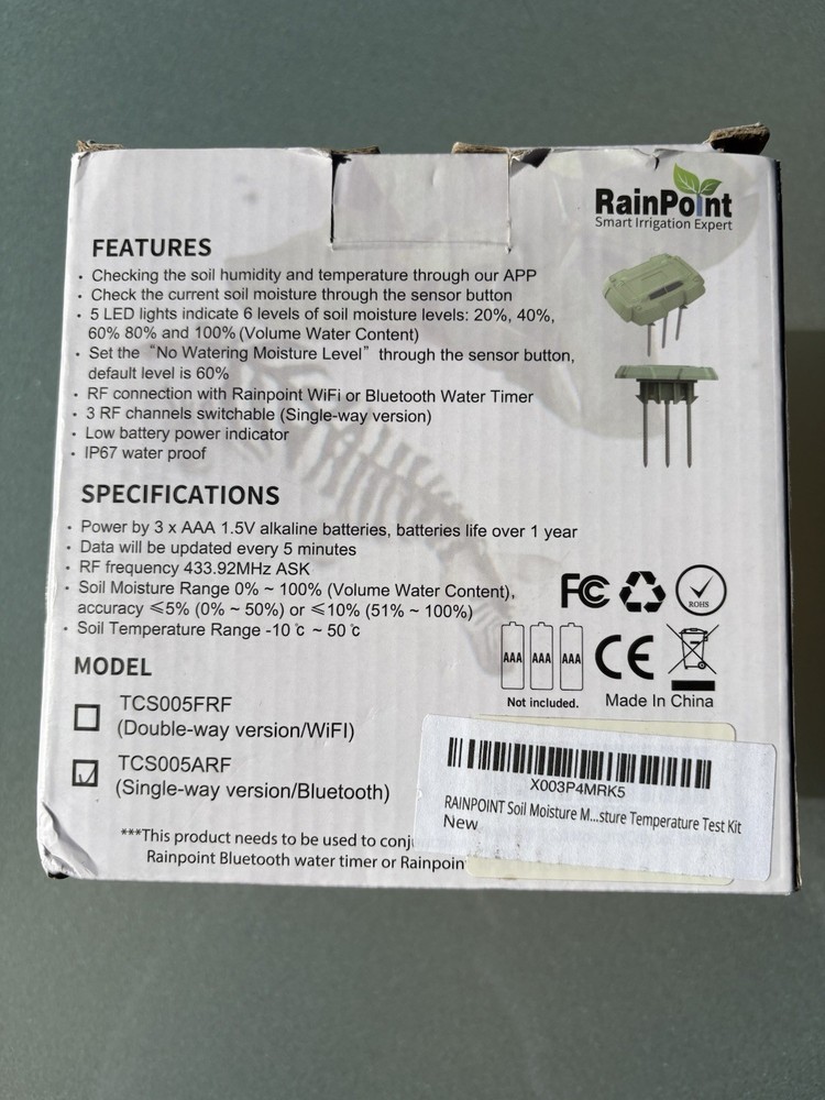 RAINPOINT Bluetooth Soil Moisture Temperature Test Kit, 2-in-1 Soil Hygrometer