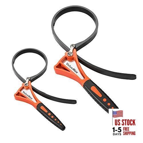2-piece Rubber Strap Wrench Set, Adjustable Straps with Max Diameter 4"