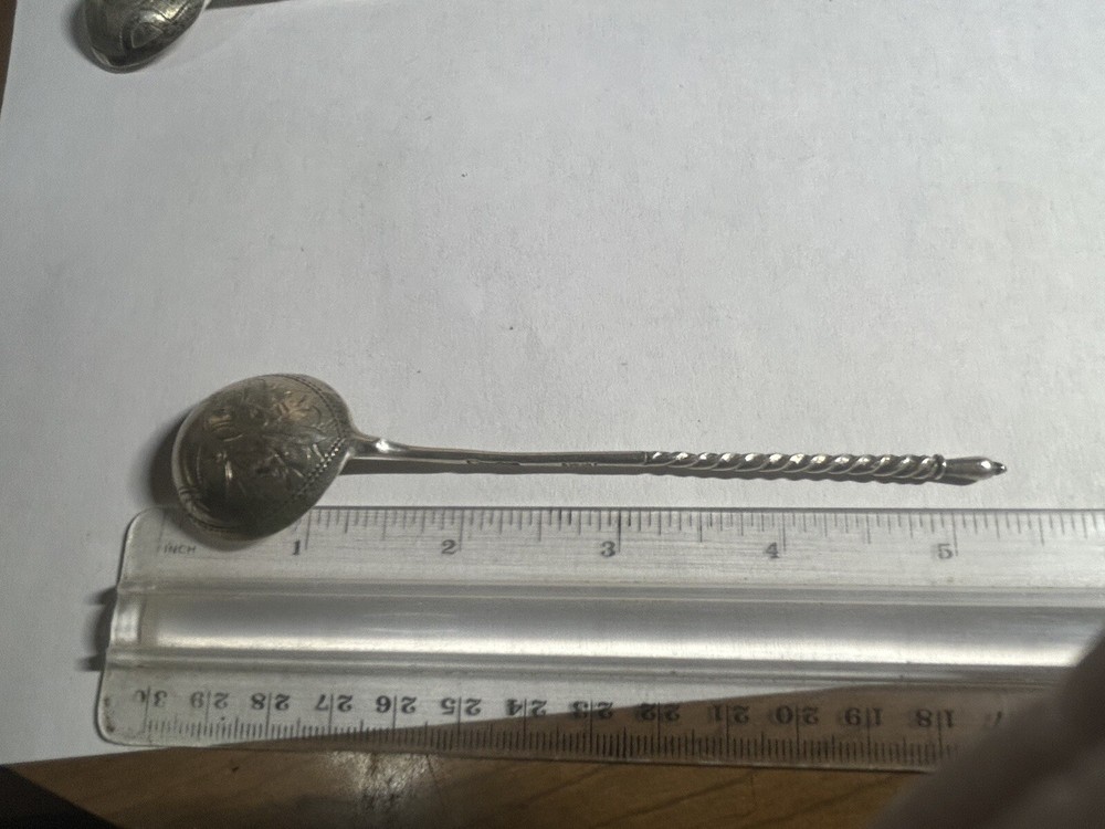 Imperial Russia 84 Silver Engraved Signed Five Spoons