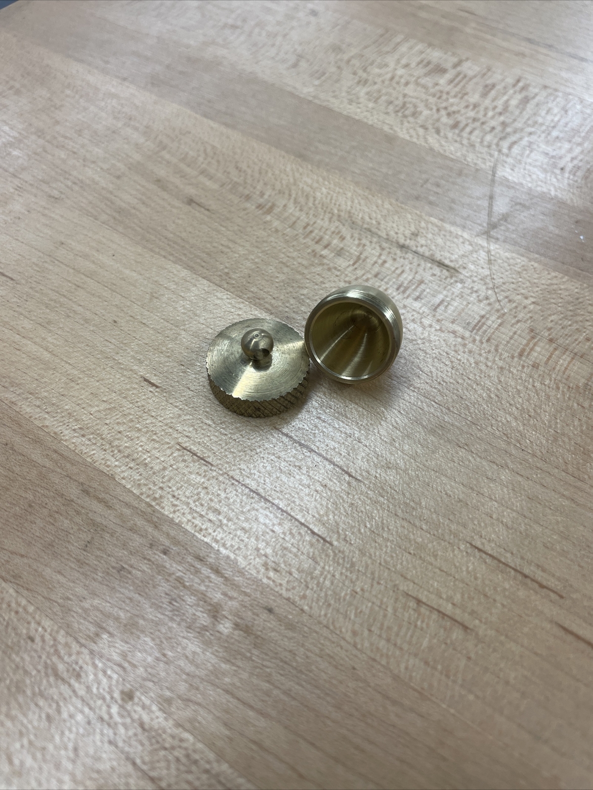 ACORN pendant , Vial , Pill box opens, unscrew top, Canister. Solid Brass