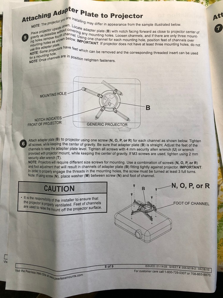 Peerles # PJF2-UNV Universal Projector Mount (Ceiling)