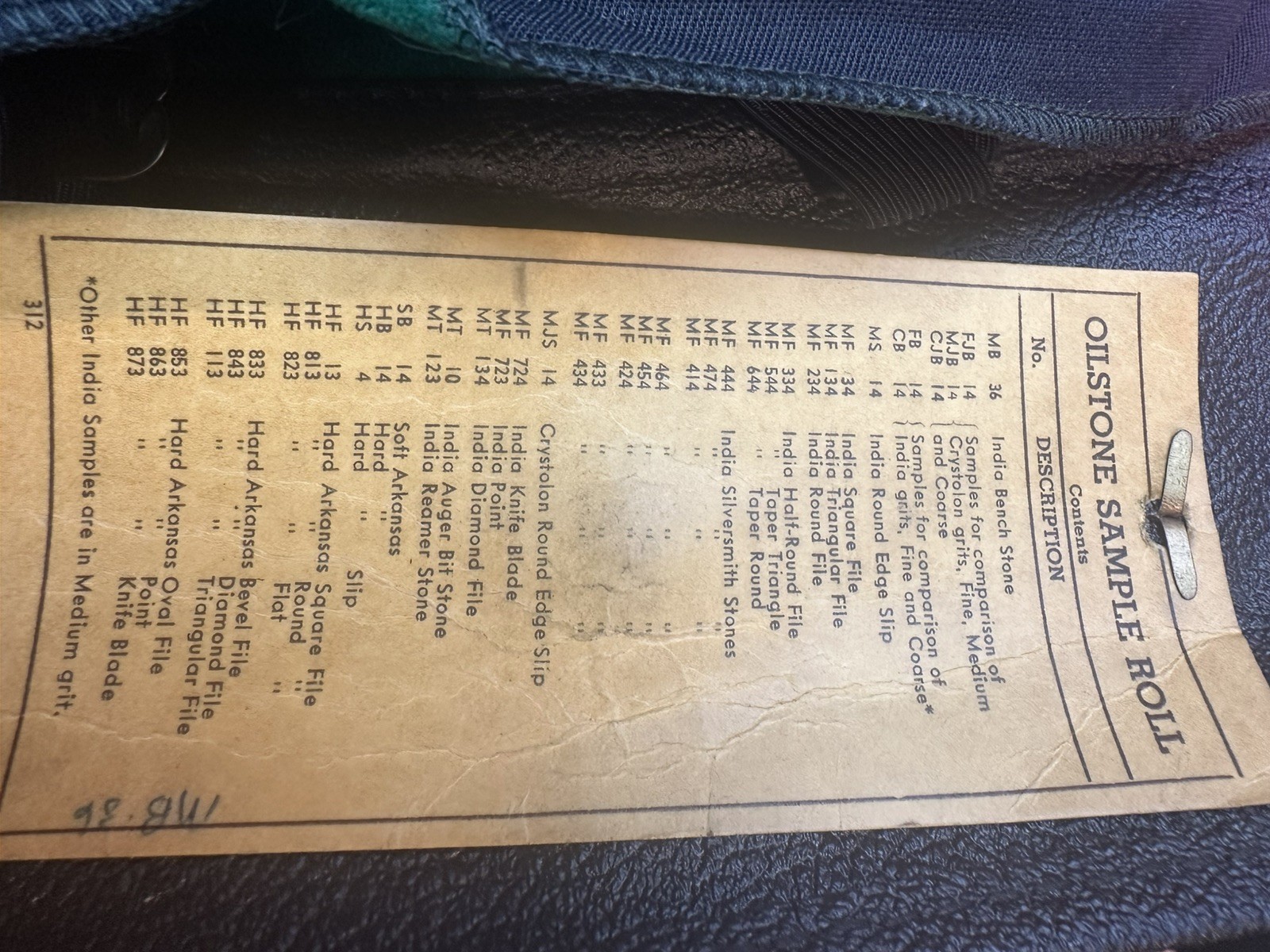 Norton Abrasives Oilstone Sample Roll **Pristine Condition** Made in U.S. of A