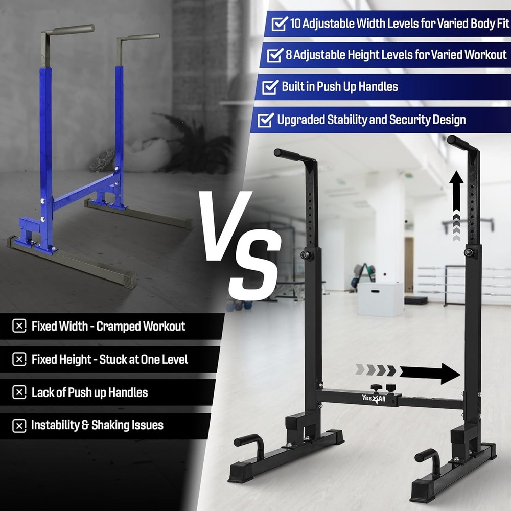 Dip Stand 500 LBS Capacity, 80 Levels Adjustable Dip Bars, Dip Station Machine