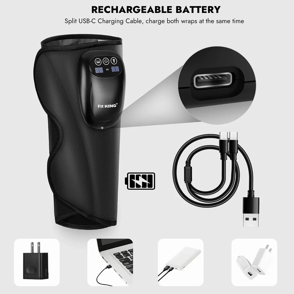 FIT KING Upgraded Cordless Leg Massager for Pain Relief, Relax, Muscle Recovery