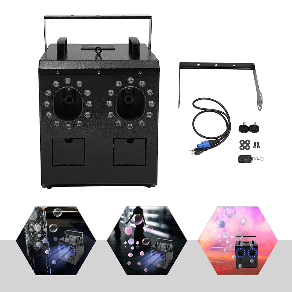 LED Smoke Bubbles Machine Bubble Fog Machine +Remote Control w/ RGBW Light DMX