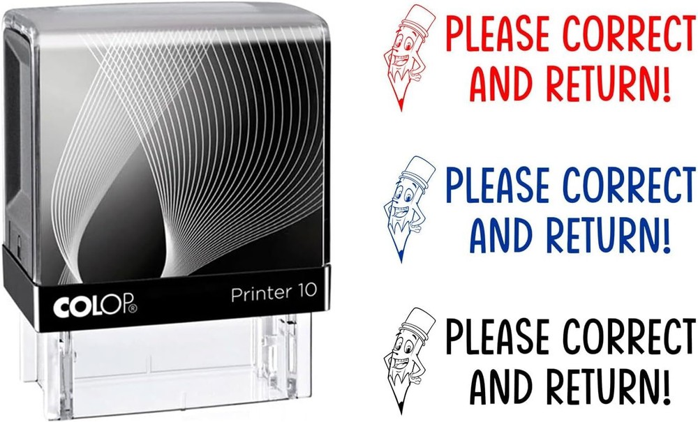 Please Correct and Return Teacher Stamp - Size 3/8" x 1 1/16"