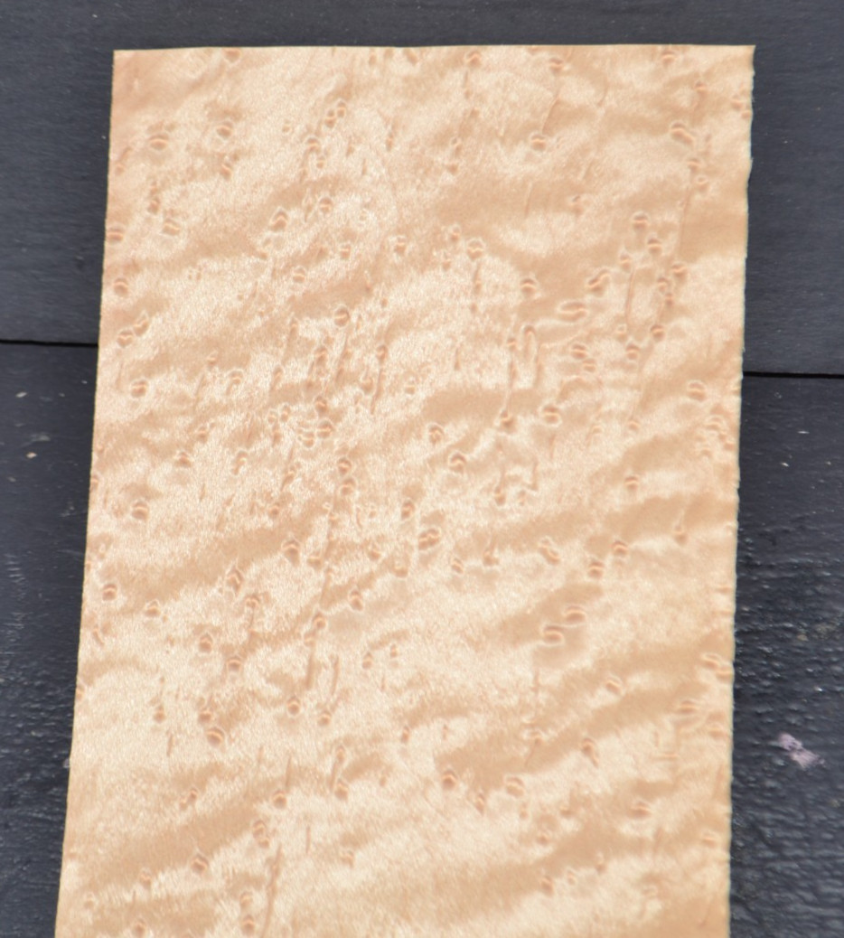 Birdseye Maple Raw Wood Veneer Sheet 4 x 17 inches 1/42nd thick       35138-97