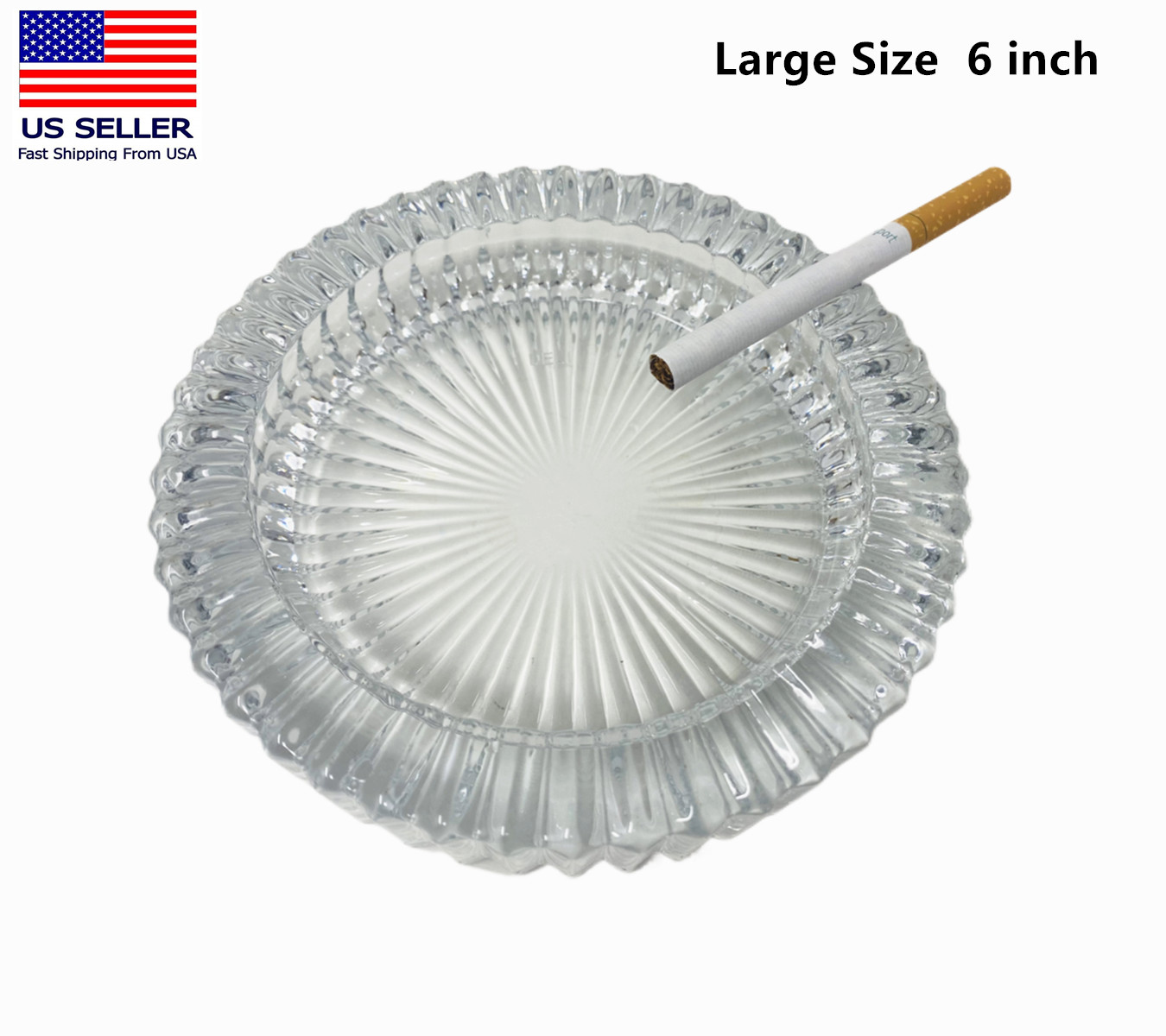 Large Round Glass Ashtray For Adult Big Smoke Ashtray for Home Restaurant 6 inch