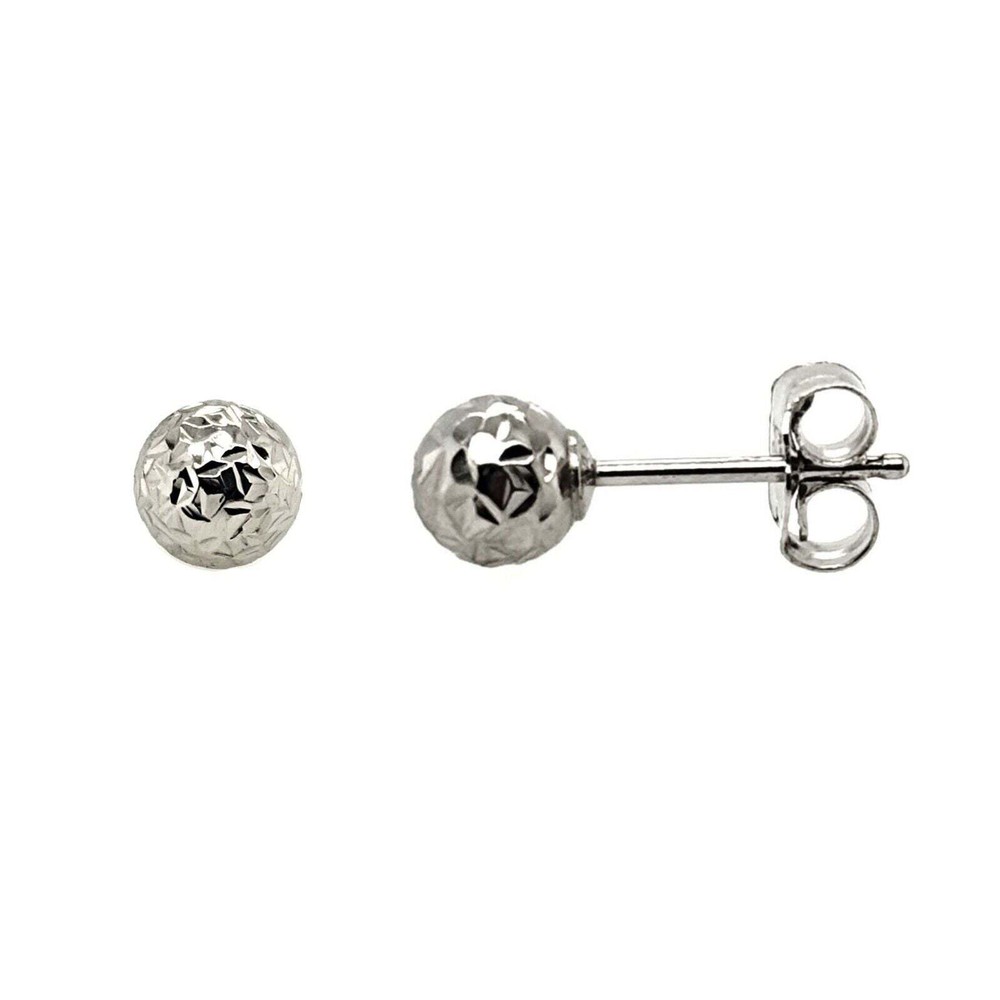925-Sterling-Silver-Round Diamond Cut Ball Stud Earrings
