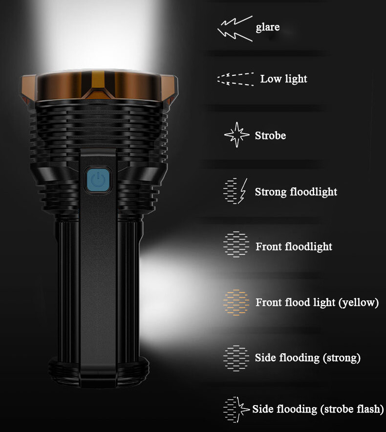 Super Bright 22000000LM LED Flashlight High Powered Torch USB Rechargeable Lamp